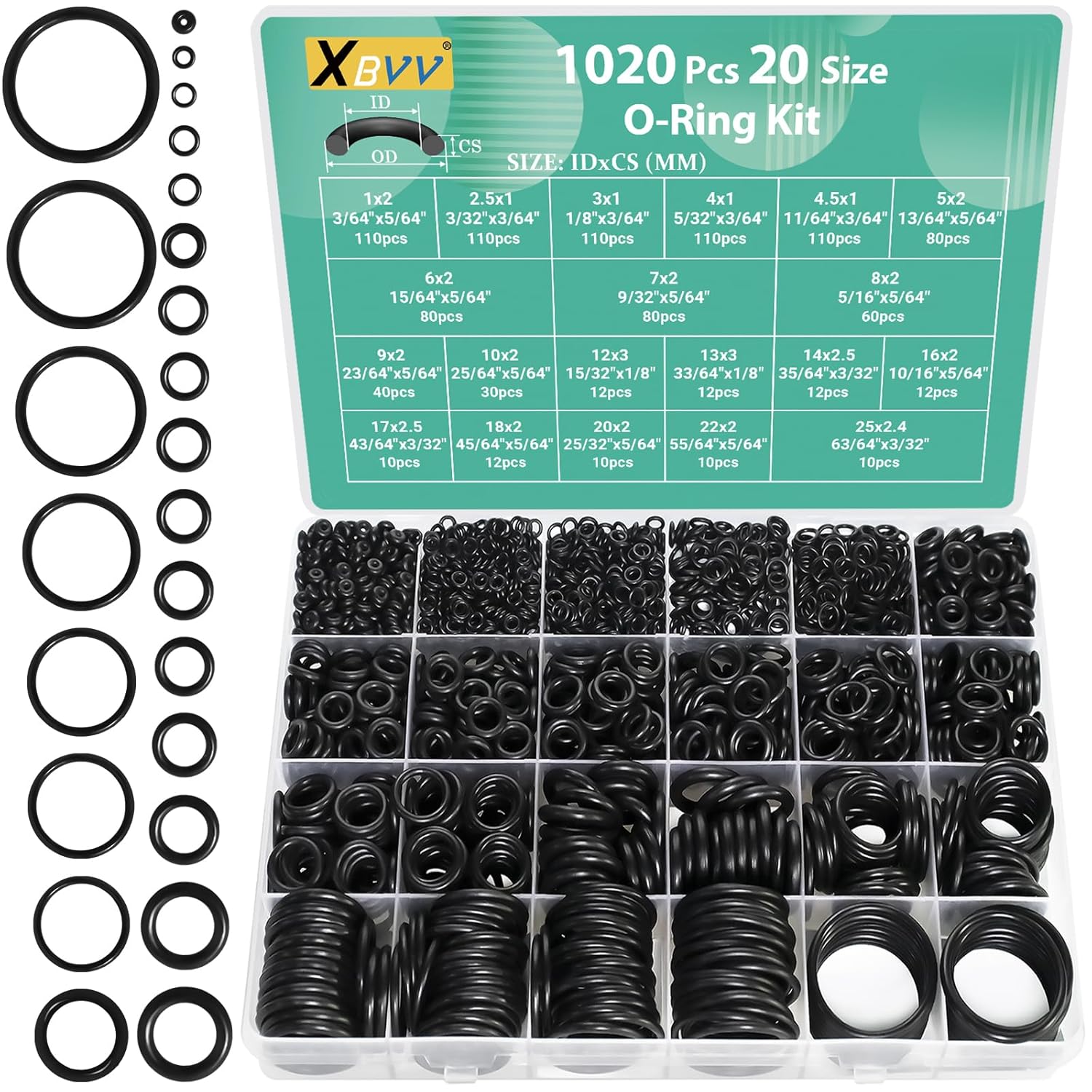 XBVV 1020 Pecas Kit de Anel de Vedacao Conjunto de