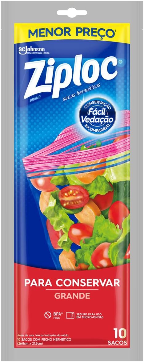 Ziploc Saco Hermetico Organizador de Geladeira para Alimentos Tamanho Grande