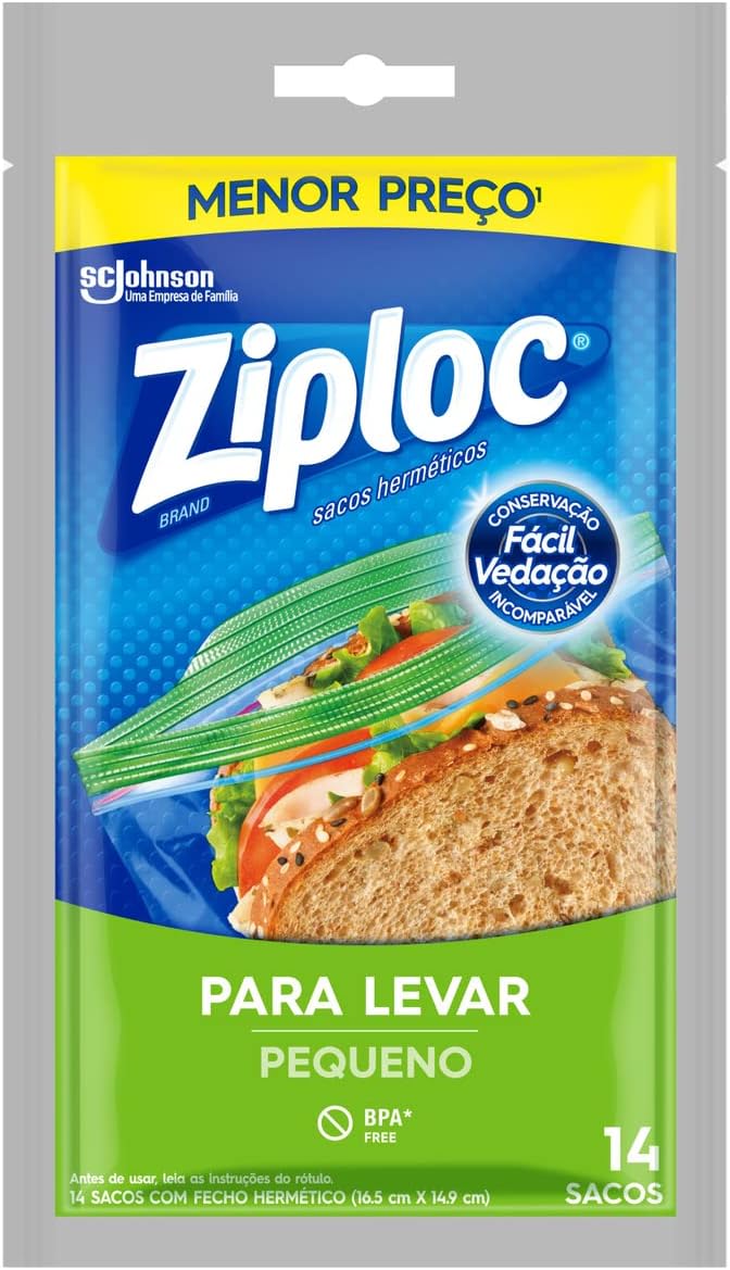 Ziploc Saco Hermetico Organizador de Geladeira para Alimentos Tamanho Pequeno