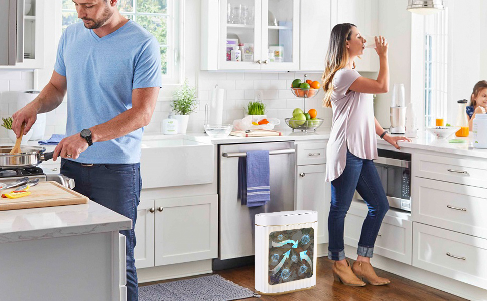 Lixeira 7 litros automática com bateria recarregável e sensor inteligente de aproximação para abrir