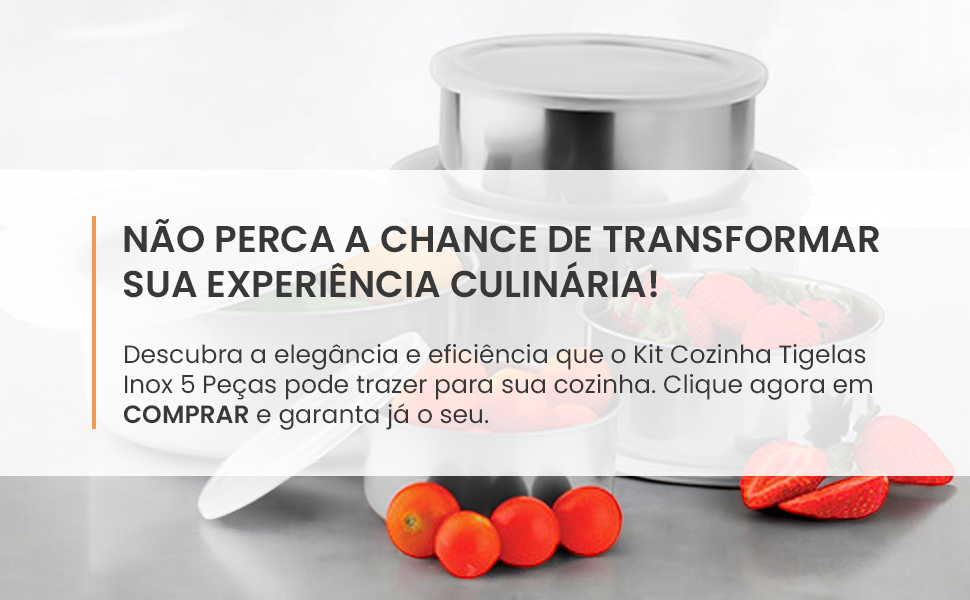 Conjunto de Tigelas Inox Allice Royale - 5 Peças c Tampa Versátil para Cozinha Moderna