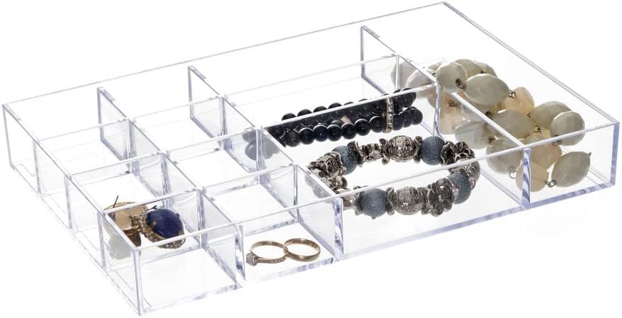 Bandeja Organizadora de Bijuteria com Divisorias Metaltru Transparente