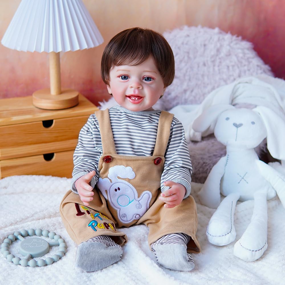 Bebe Reborn Silicone de Boneco Menino Realista Pintado Original Olhos