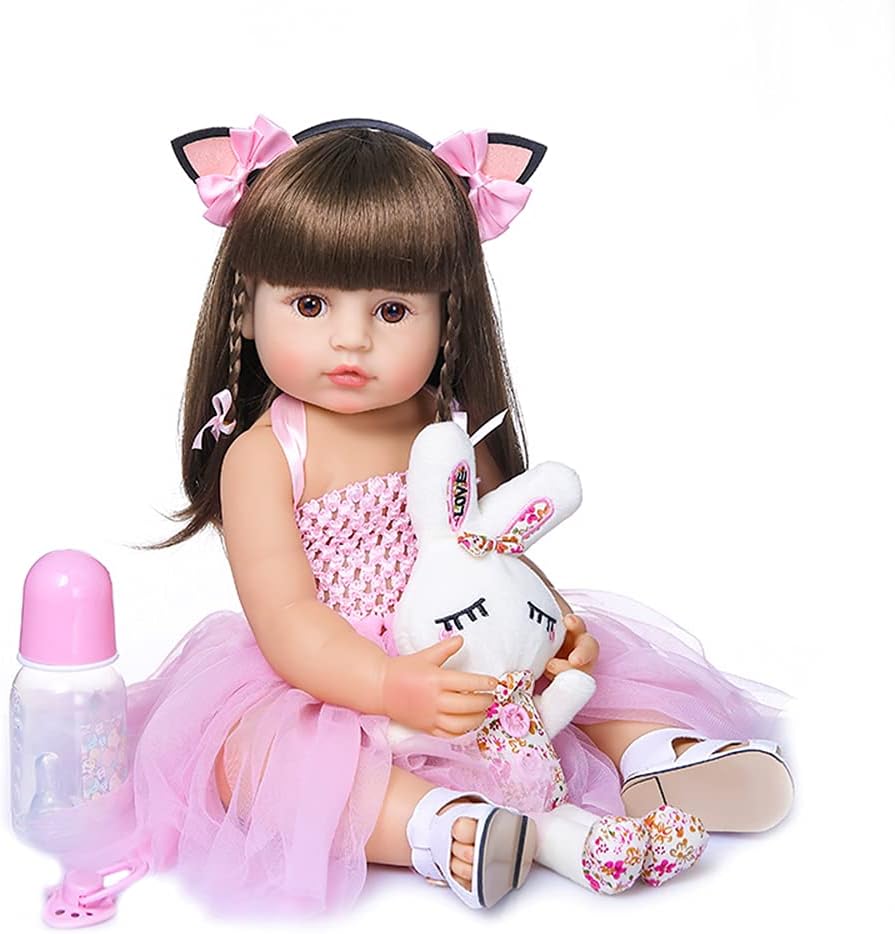 Brastoy Boneca Bebe Reborn Menina de Silicone Original Menina Rosa
