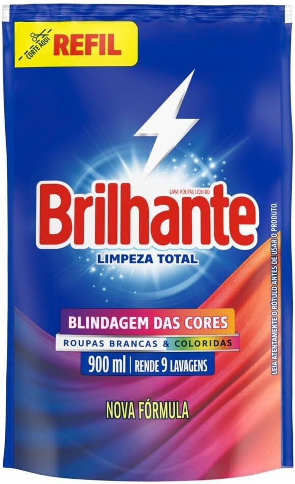 Brilhante Sabao Liquido Limpeza Total Refil 900 Ml