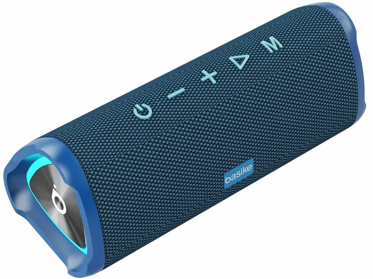 Caixa de som Bluetooth Basike V13 iluminação RGB e resistência IPX5 para suas aventuras