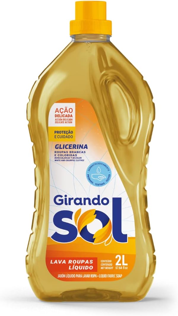 Girando Sol Lava Roupas Liquido Glicerina 2L Sabao Liquido Lava