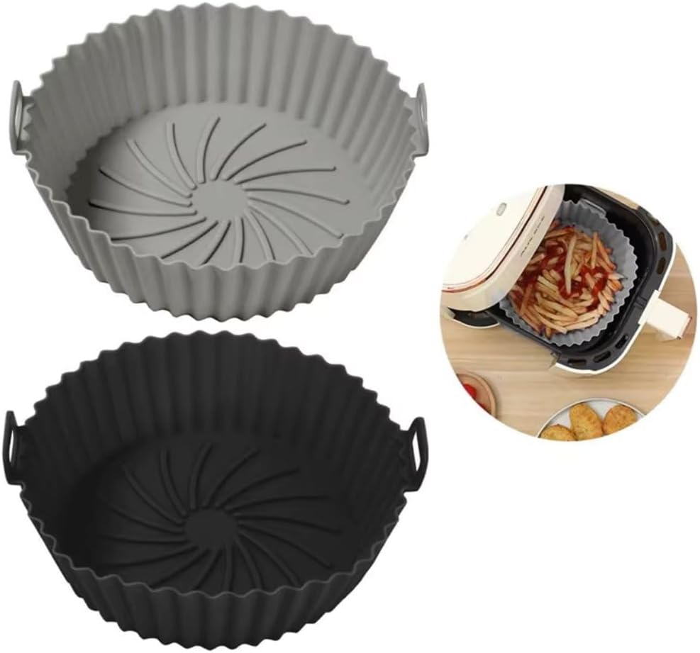 Kit 2 Formas Silicone Para Air Fryer Antiaderente Reutilizavel Com