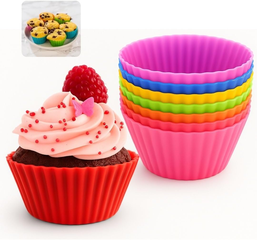 Kit 6 Formas de Silicone para Cupcake Muffin Bolinho Assadeira