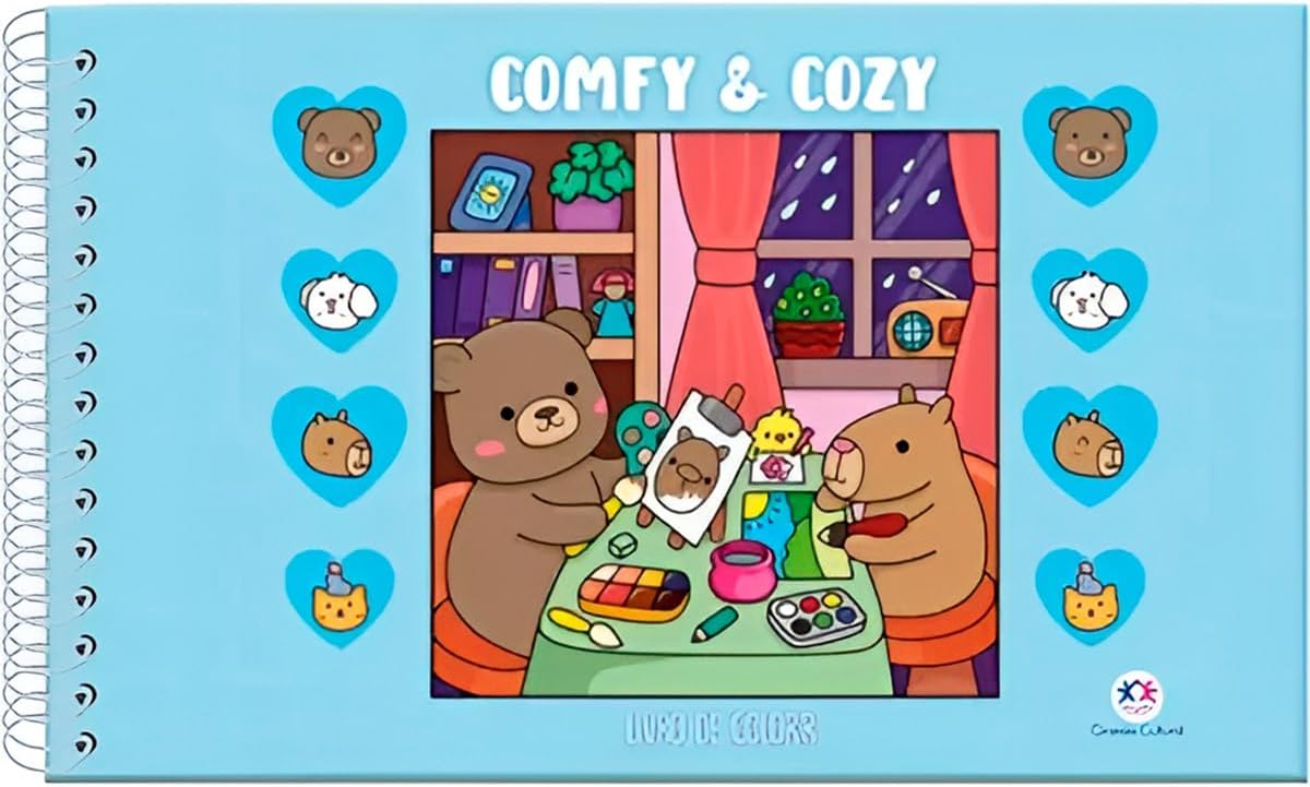 Livrinho de Colorir Comfy Cozy Capa Dura 50 Folhas