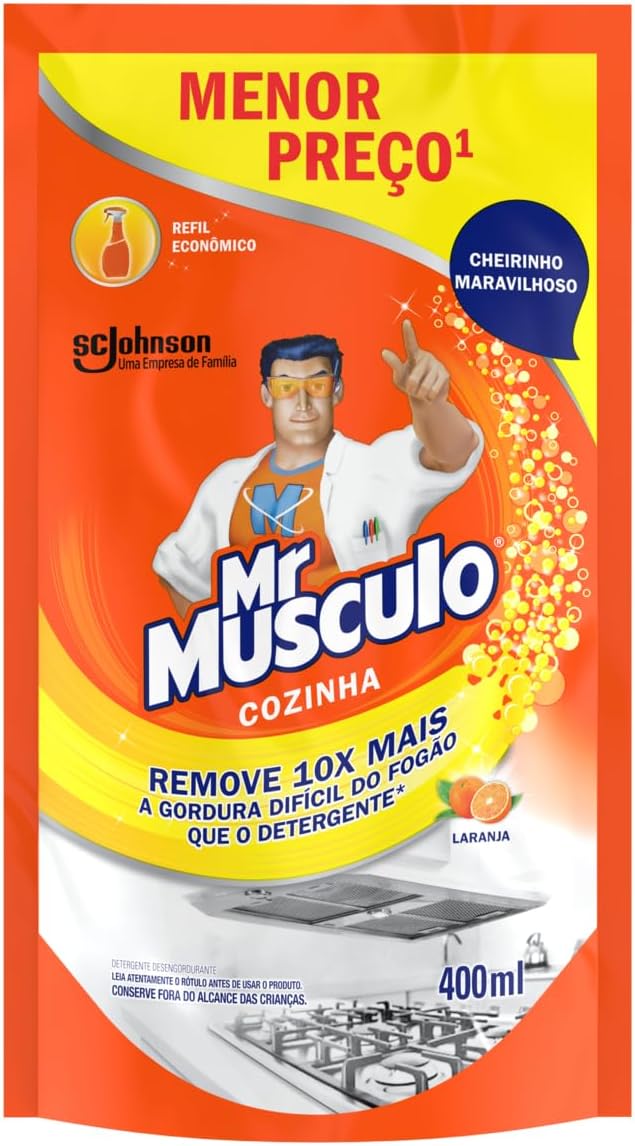 Mr Musculo Cozinha Laranja Detergente Desengordurante Refil Sache 400ml pelo