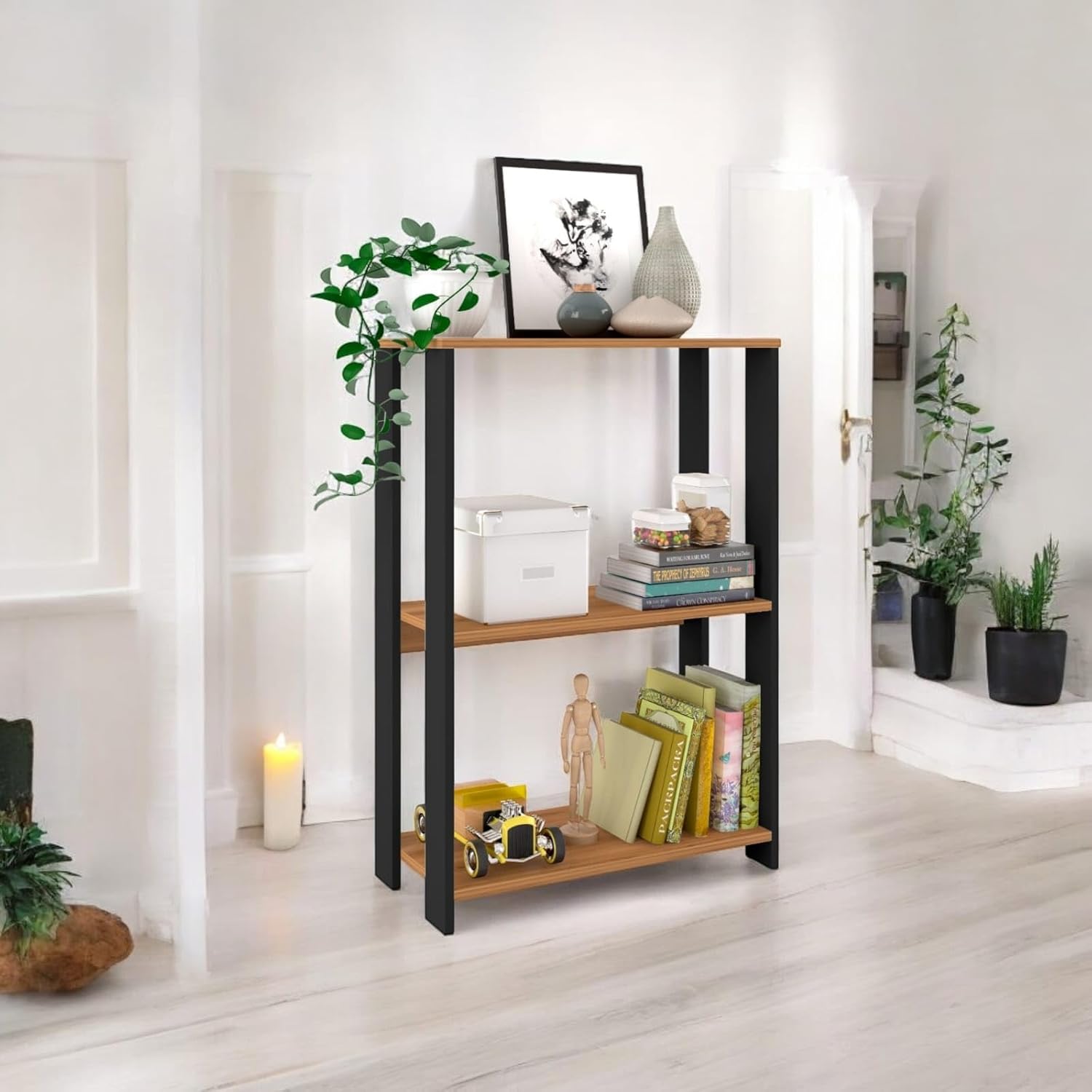 Organizador Estante Pequena Sapateira Livreiro Estilo Industrial 3 Prateleira para