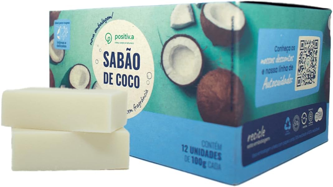 Sabao de Coco em barra Pack com 12 Unidades Vegano