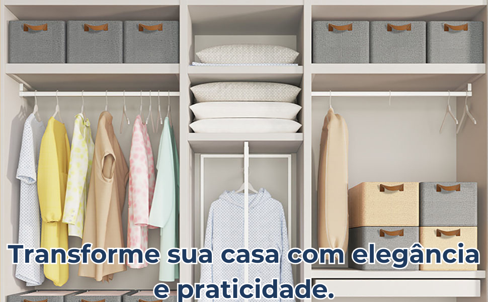 organizador de brinquedos dobrável, cesto de tecido com alça, caixa para armário ou estante, caixa