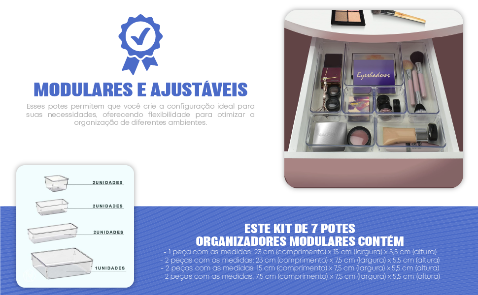 Kit 7 Organizadores Modular Multiuso