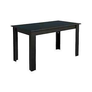 Mesa com tampo de madeira preta