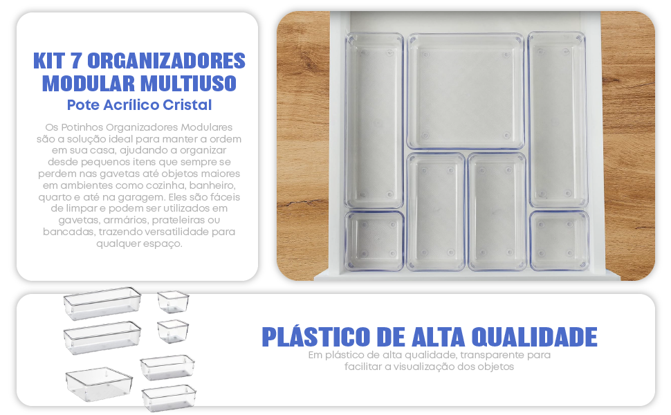 Kit 7 Organizadores Modular Multiuso