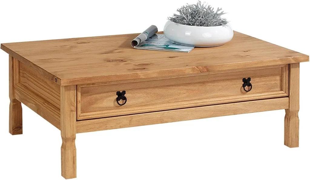 Mesa Auxiliar Debora De IDIMEX | Mesa De Centro Rectangular Blanca Con Patas En C Negras | Ideal Para Salón O Dormitorio