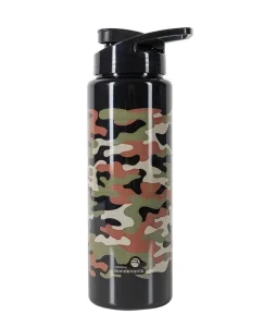 Squeeze Esportivo 750ml Preto Camuflado com Bico Dosador – Garrafa Plástica Leve para Academia, Ciclismo e Dia a Dia